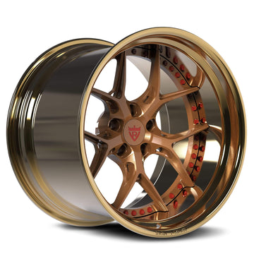 High-quality deep dish forged wheels RV-DR08D with bronze and copper color for a  black Dodge Charger